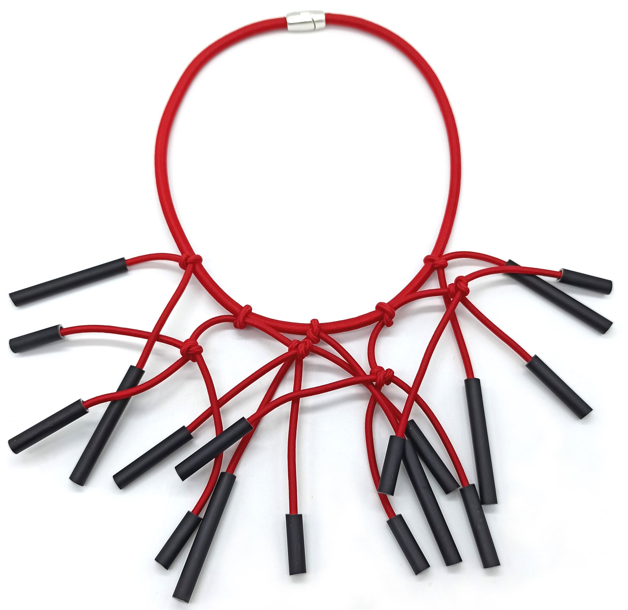 Abstract necklace / red and black