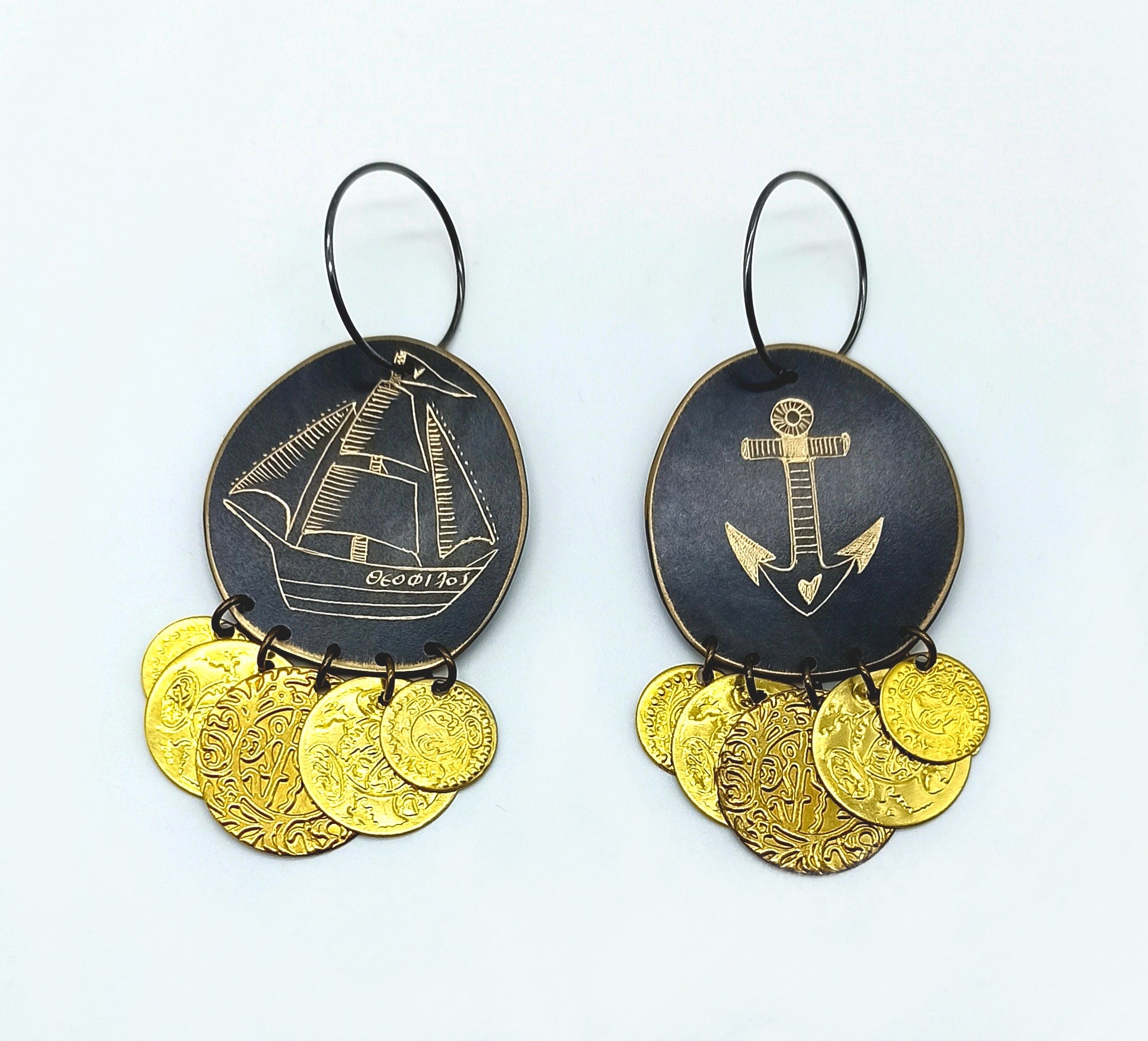 Little ship and anchor earrings