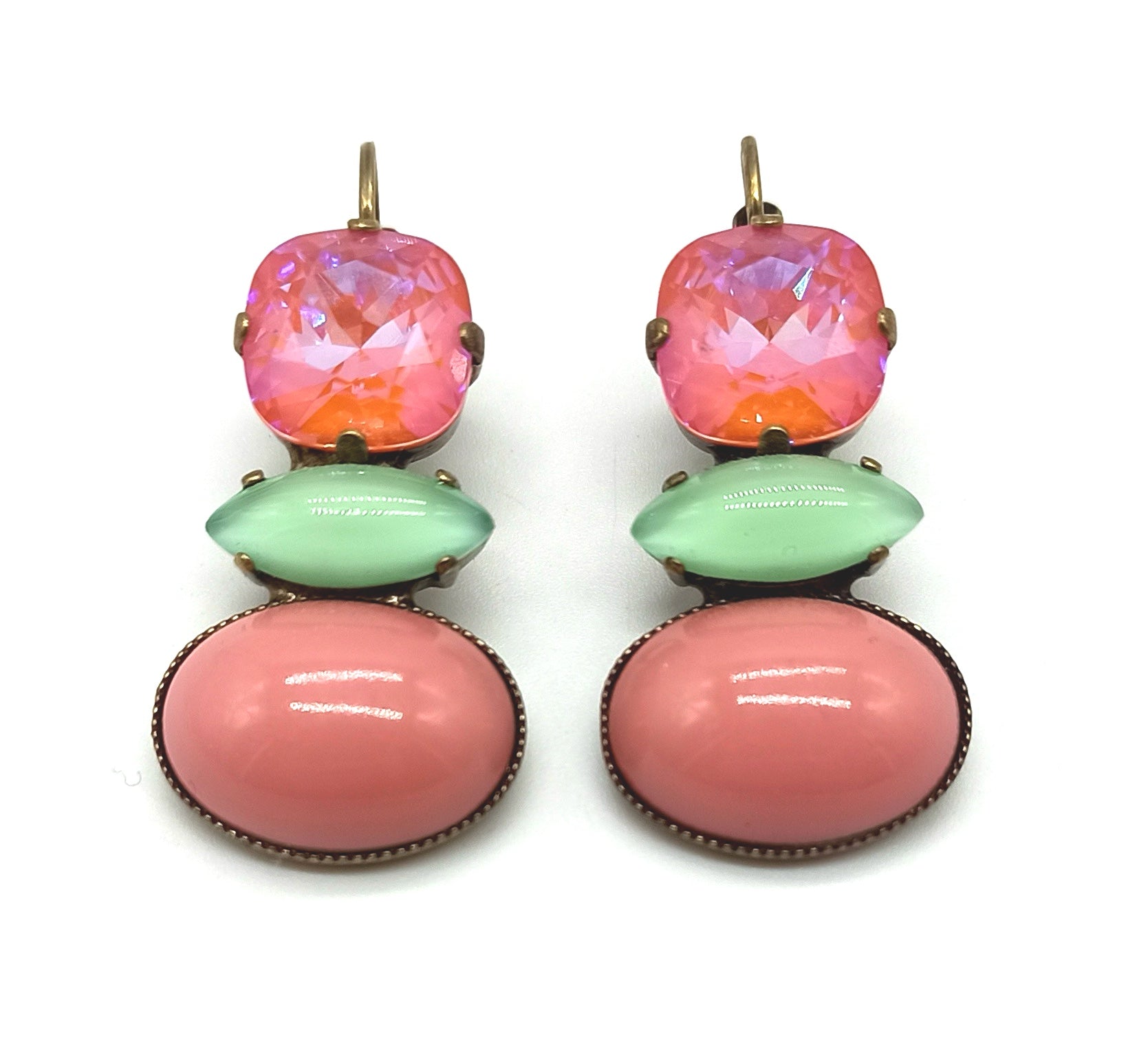 Triple earrings / pink