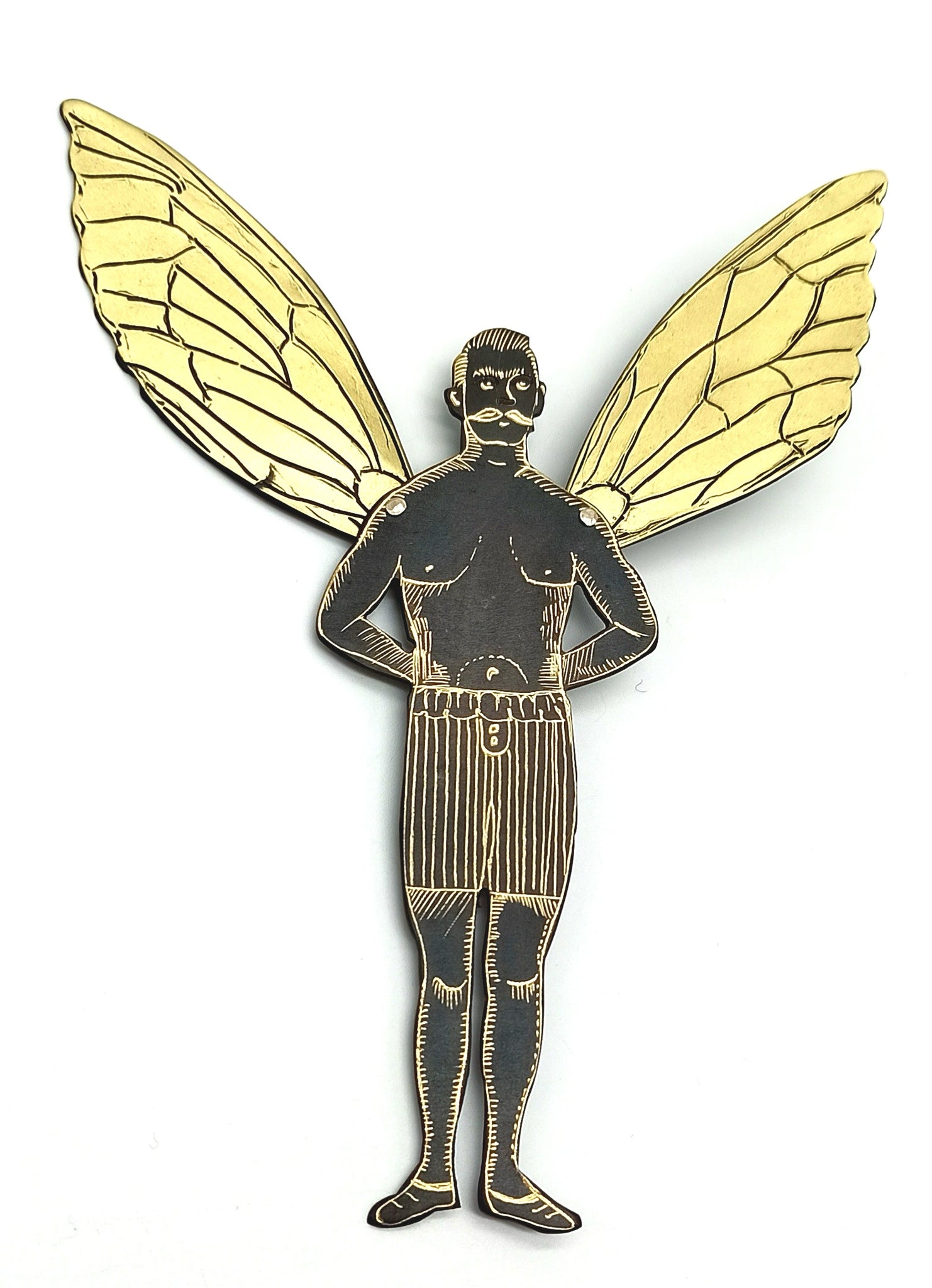 A man with wings brooch