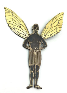 A man with wings brooch