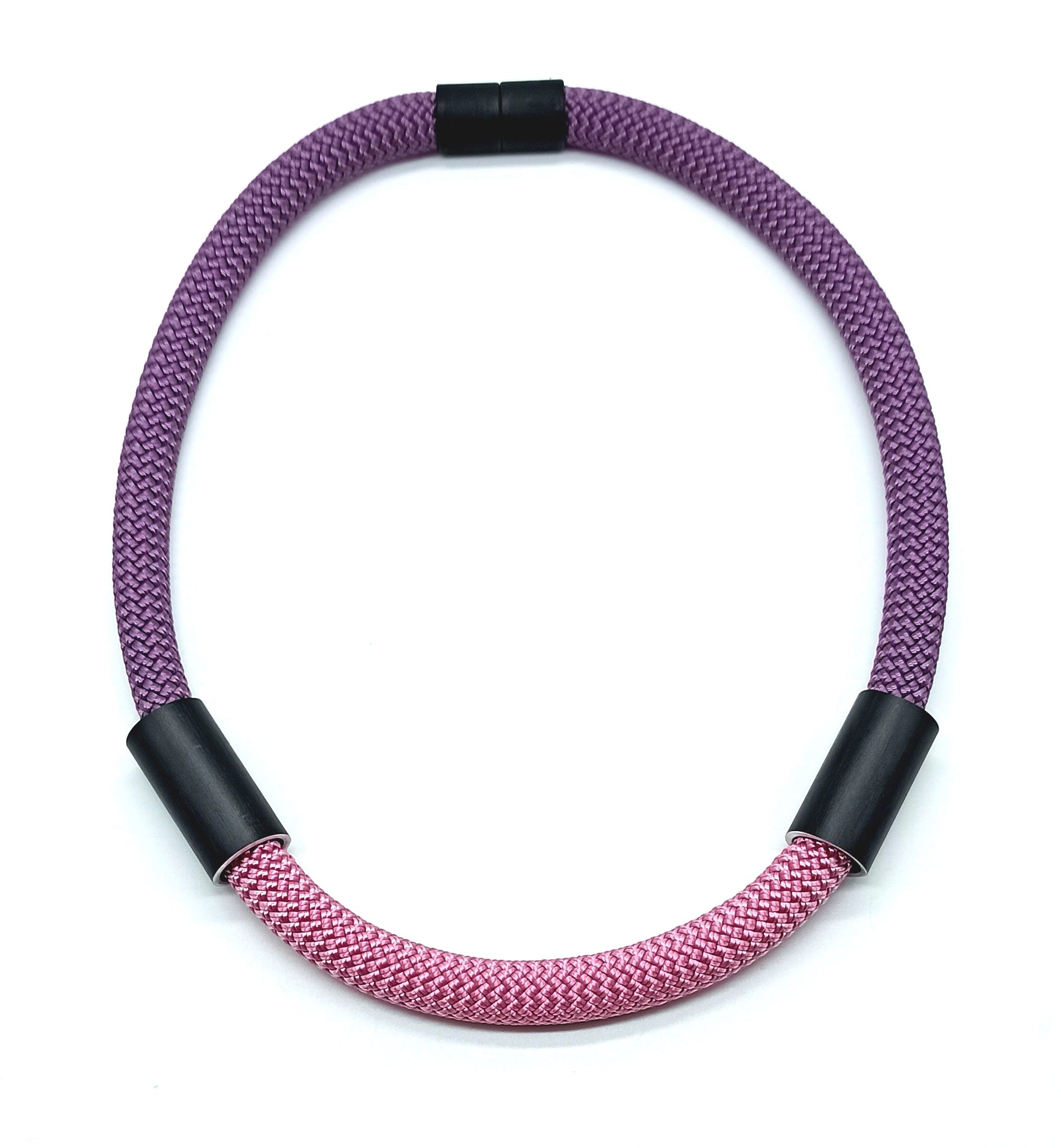 Oval necklace / purple - pink