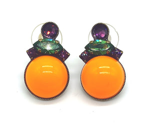 Round earrings / orange