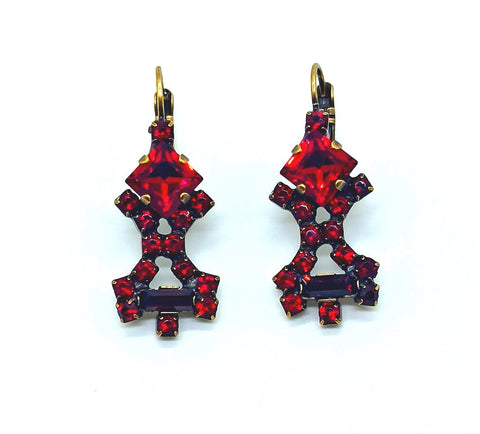 Rhombus earrings / deep red